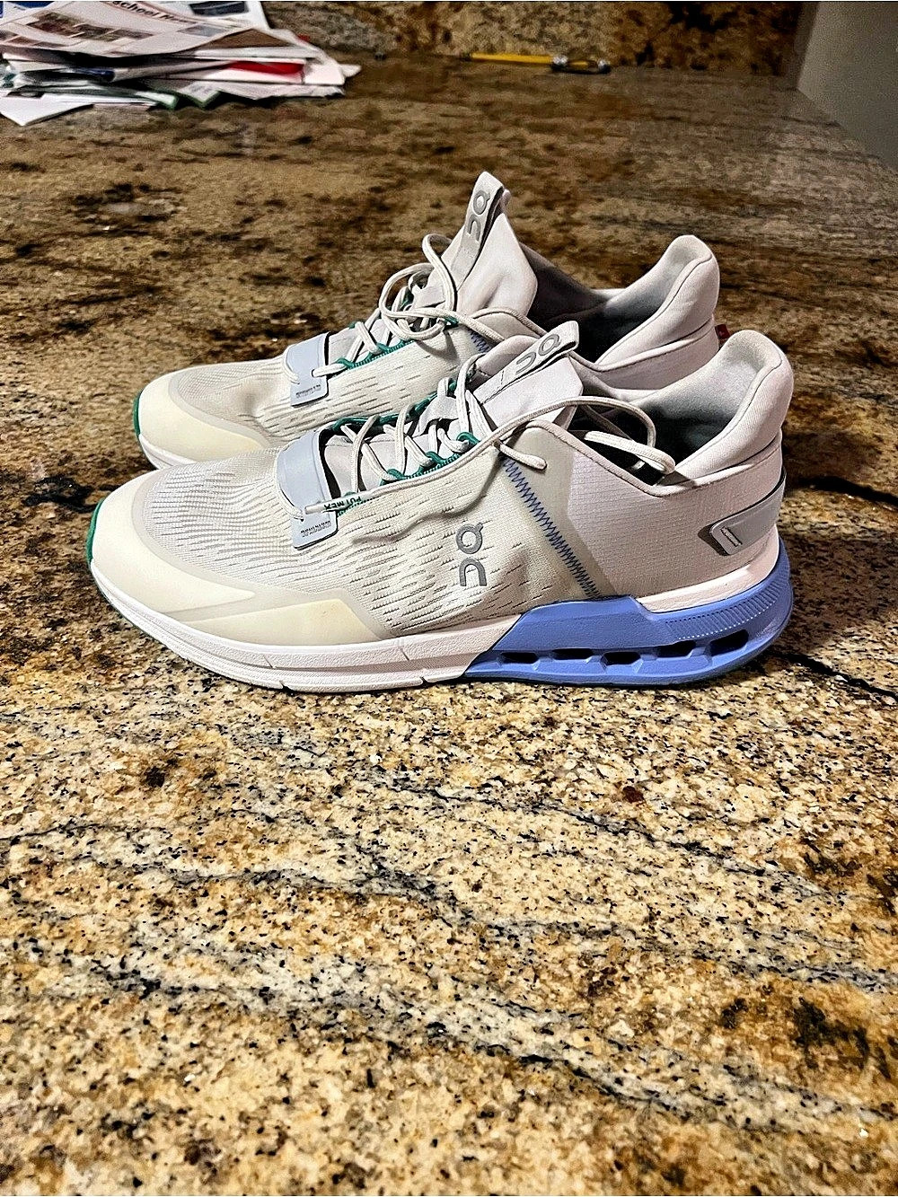 On Cloud 5 Coast Athletic Shoes White & Blue US 9.5